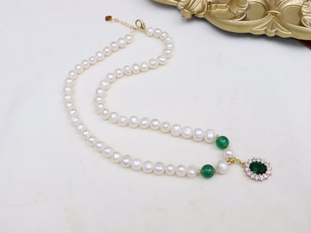 Natural White Pearl Necklace and Bracelet Set - 6