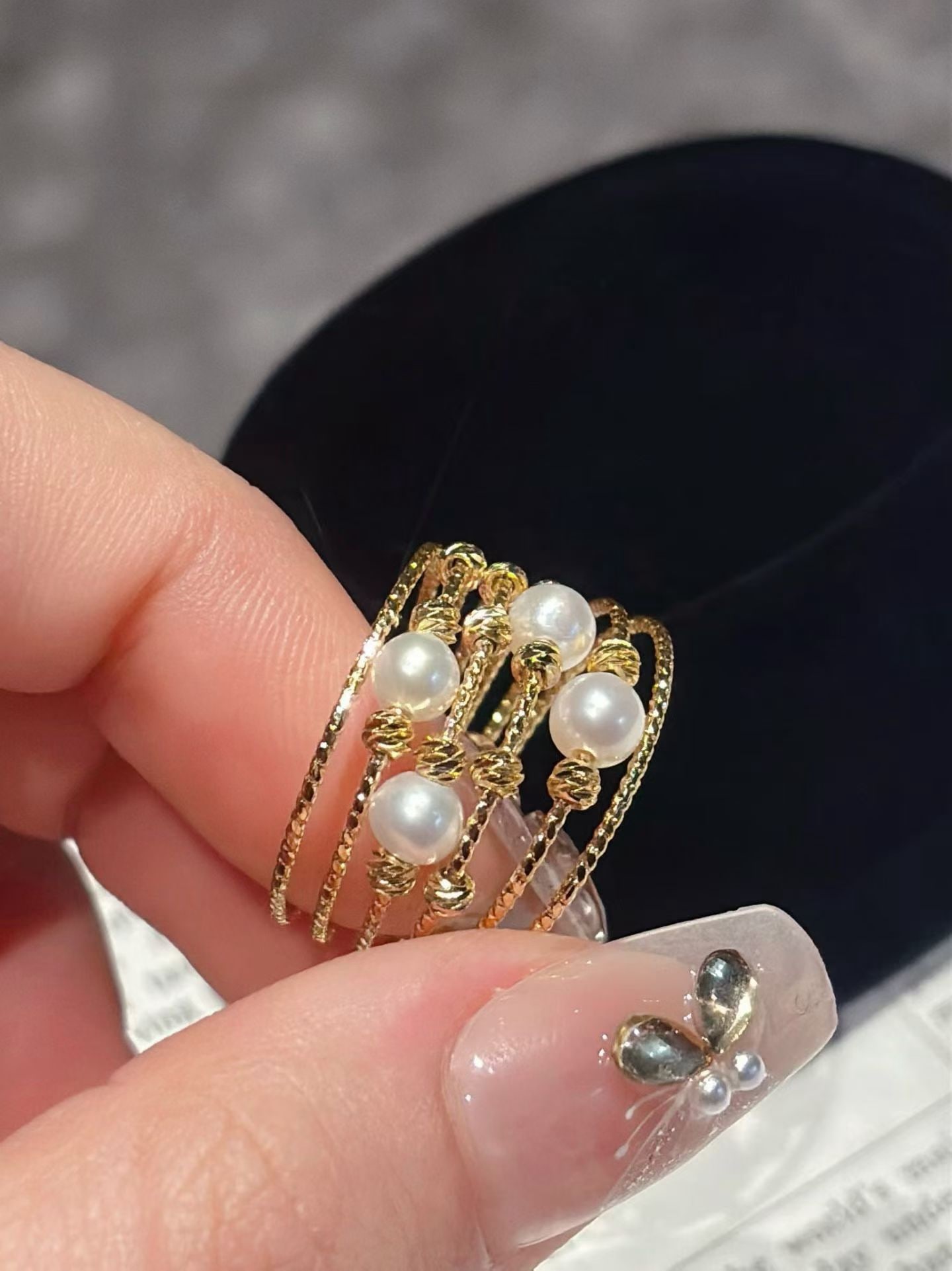 Natural Pearl Multi-Layer Ring - 5