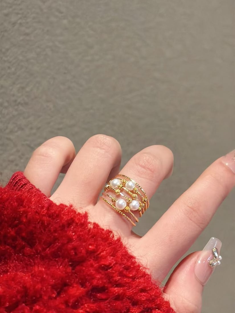 Natural Pearl Multi-Layer Ring - 9