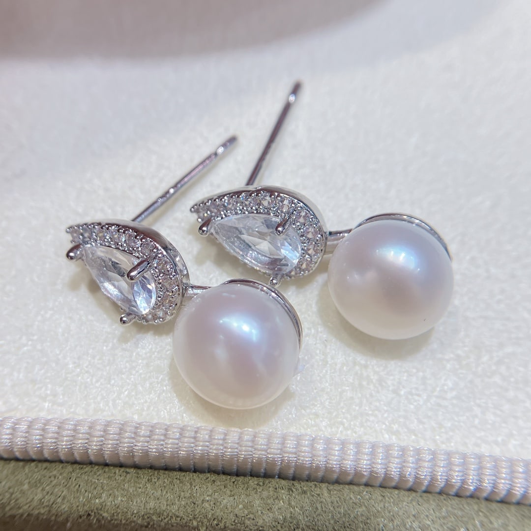 S925 Silver Natural Freshwater Pearl Earrings - 4