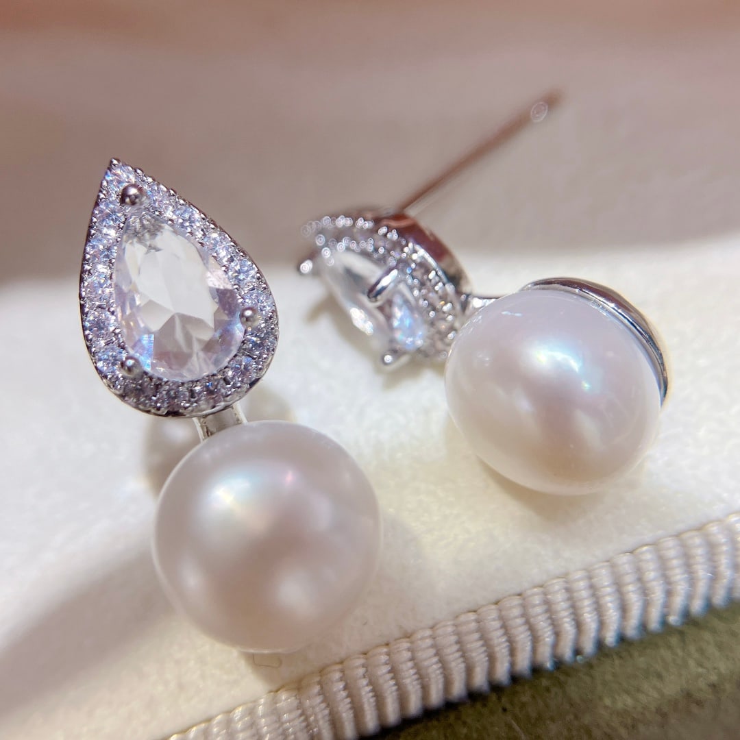 S925 Silver Natural Freshwater Pearl Earrings - 5