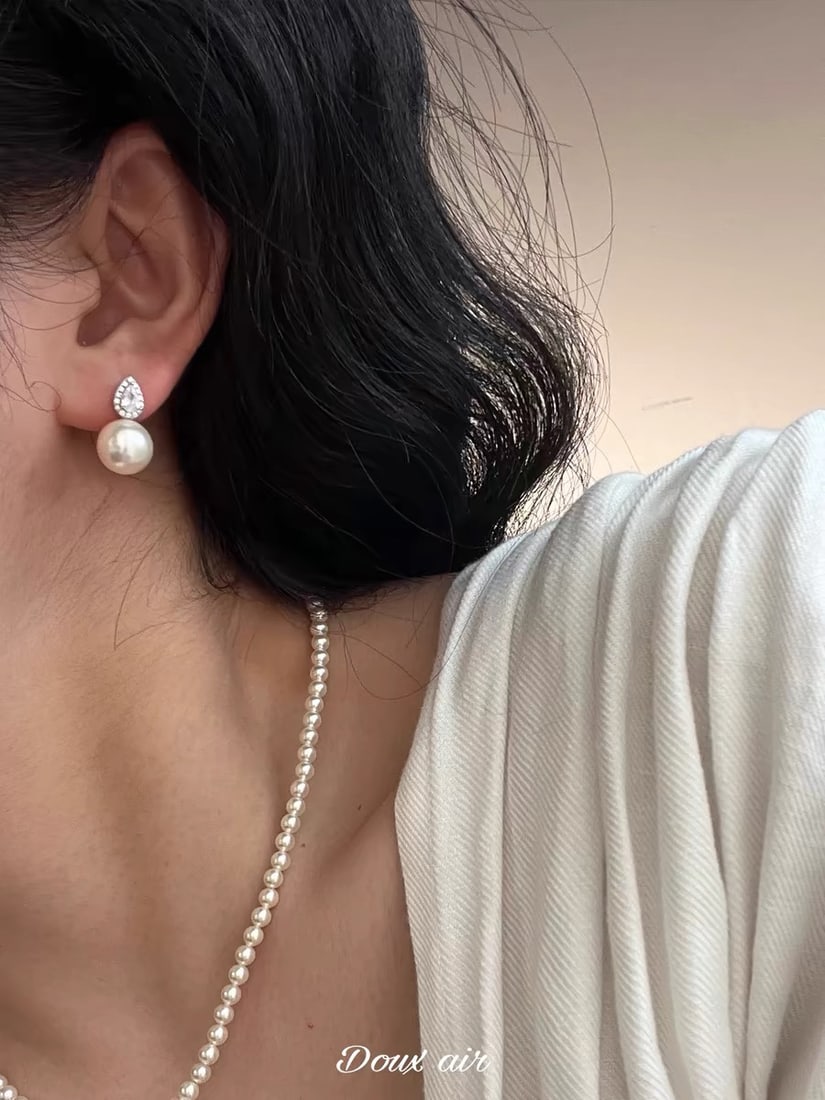 S925 Silver Natural Freshwater Pearl Earrings - 6