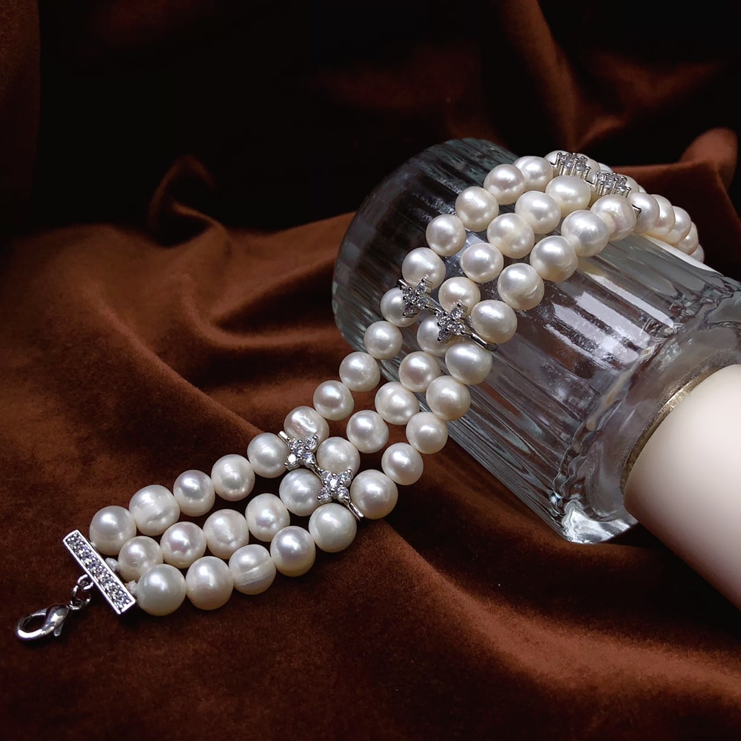 Natural Freshwater White Pearl Bracelet - 5