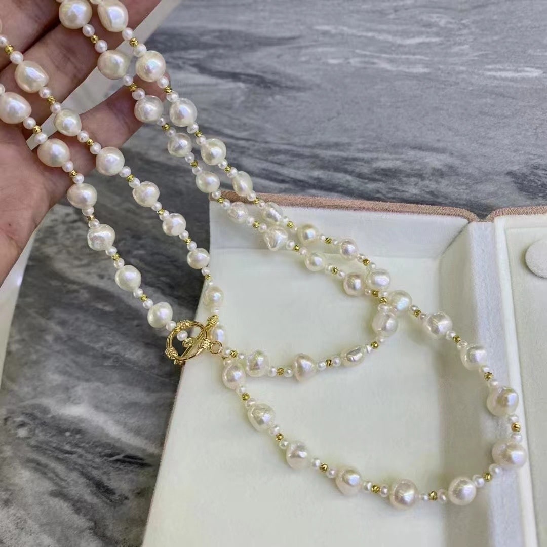 Natural Freshwater Baroque Pearl Sweater Necklace - 2