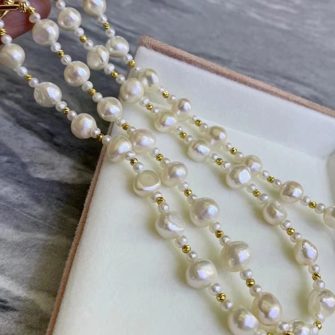 Natural Freshwater Baroque Pearl Sweater Necklace - 3