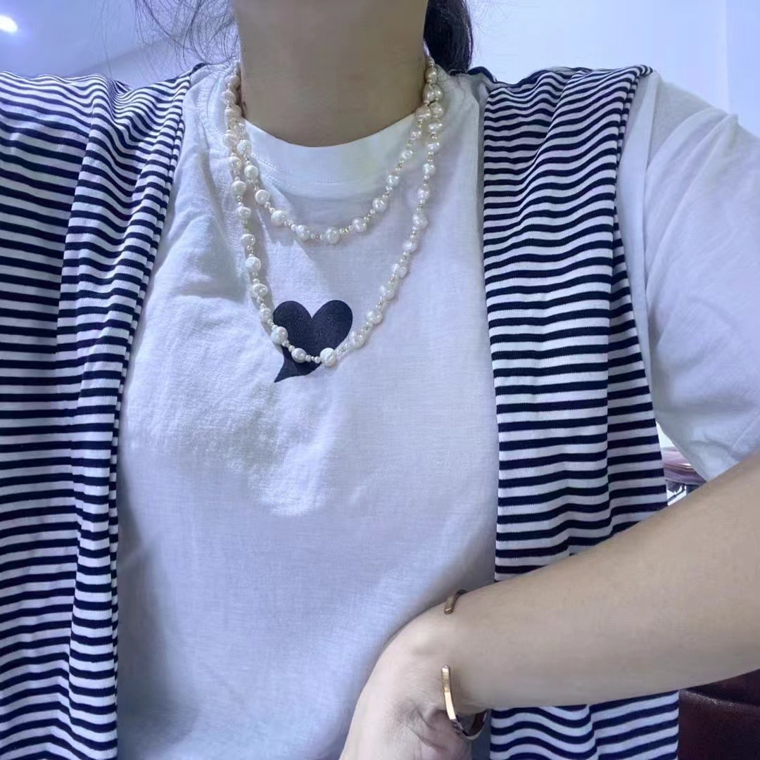 Natural Freshwater Baroque Pearl Sweater Necklace - 6