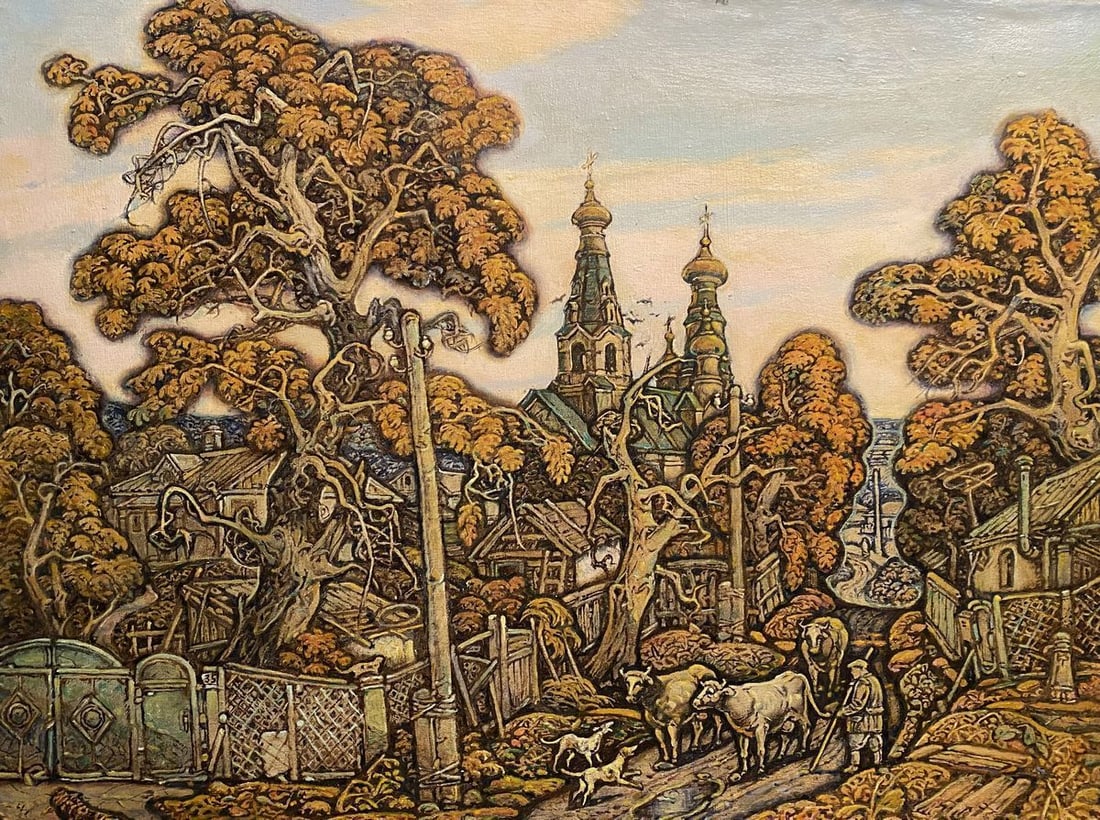 Oil painting Autumn, province Litvinov Oleg Arkad'yevich: Title: Oil painting Autumn, province Litvinov Oleg Arkad'yevich Description: No.Litv 391 *** ABOUT THIS PAINTING *** * TITLE: "Autumn, province" * ARTISTS: Litvinov Oleg Arkad'yevich * SIZE: 76x55 cm/