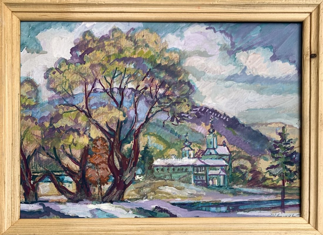 Oil painting Spring near the monastery Nikolay Leshchuk: Title: Oil painting Spring near the monastery Nikolay Leshchuk Description: No.AAA3298"Spring near the Monastery" is a beautiful oil painting that captures the serene and peaceful atmosphere of a spri