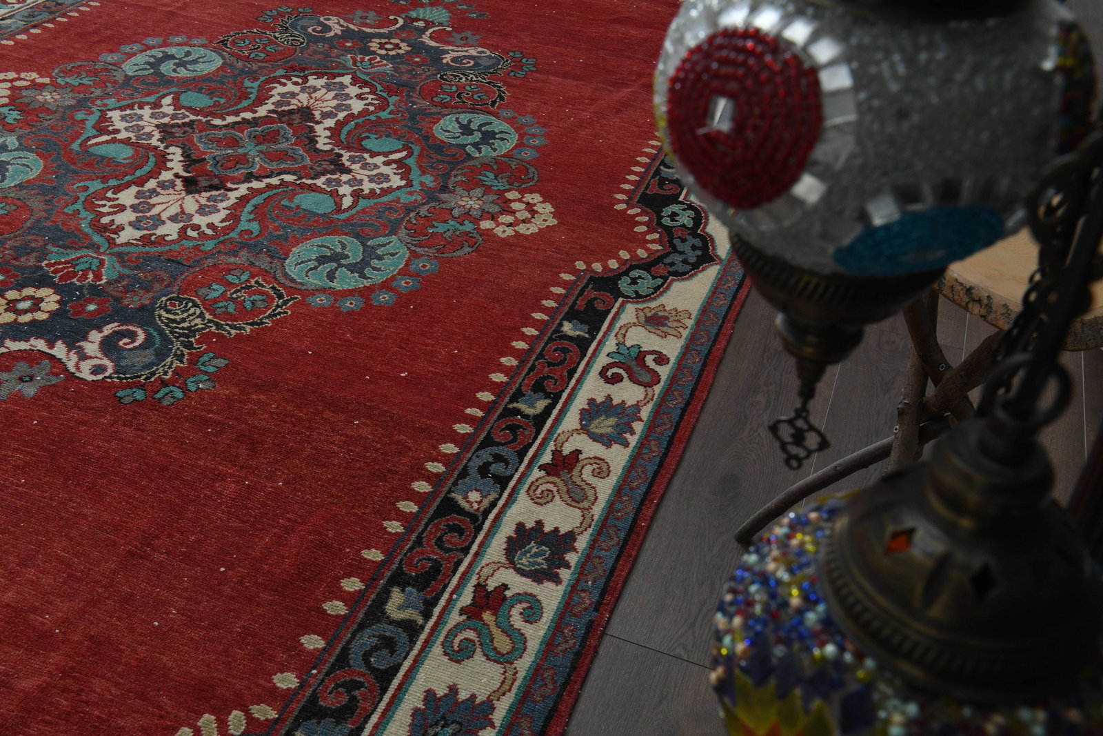 7'3x11'6 ft, RED SPECIAL MOTIF Rug: Title: 7'3x11'6 ft, RED SPECIAL MOTIF Rug Description: This Turkish one-of-a-kind Anatolian Vintage Rug is hand-knotted and handwoven by the most skilled artisans who use pure wool, in muted, natural