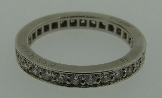 CLASSIC Cartier Platinum & Diamond Band with Original Box: Title: CLASSIC Cartier Platinum & Diamond Band with Original Box Description: Cartier Platinum & Diamond Band with Box · Wonderful band that is a necessity in your collection. · The weight i