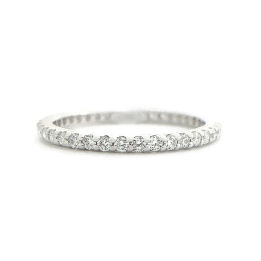 Thin Round Diamond Eternity Ring Wedding Band 14K White Gold, .40 CTW, Size 5 (1 of 10)