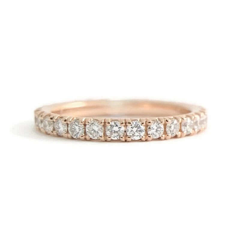 Thin Round Diamond Eternity Wedding Band Ring 14K Pink Rose Gold .65 CTW, Size 6: Thin Round Diamond Eternity Wedding Band Ring 14K Pink Rose Gold .65 CTW, Size 6 This is a beautiful ring that could be worn as a wedding band or statement ring! Please let us know if you have any que
