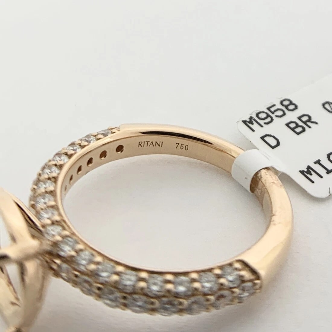 Ritani Pave Diamond Engagement Ring Setting Mounting 18K Pink Rose Gold - 11