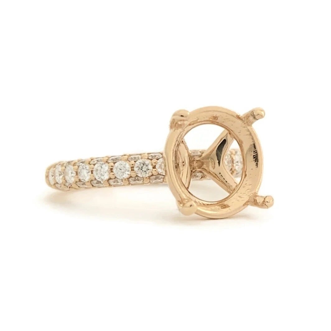 Ritani Pave Diamond Engagement Ring Setting Mounting 18K Pink Rose Gold: Ritani Pave Diamond Engagement Ring Setting Mounting 14K Pink Rose Gold This is a gorgeous diamond engagement ring mounting ready to house a diamond or gemstone of your choice. Don't hesitate to ask a