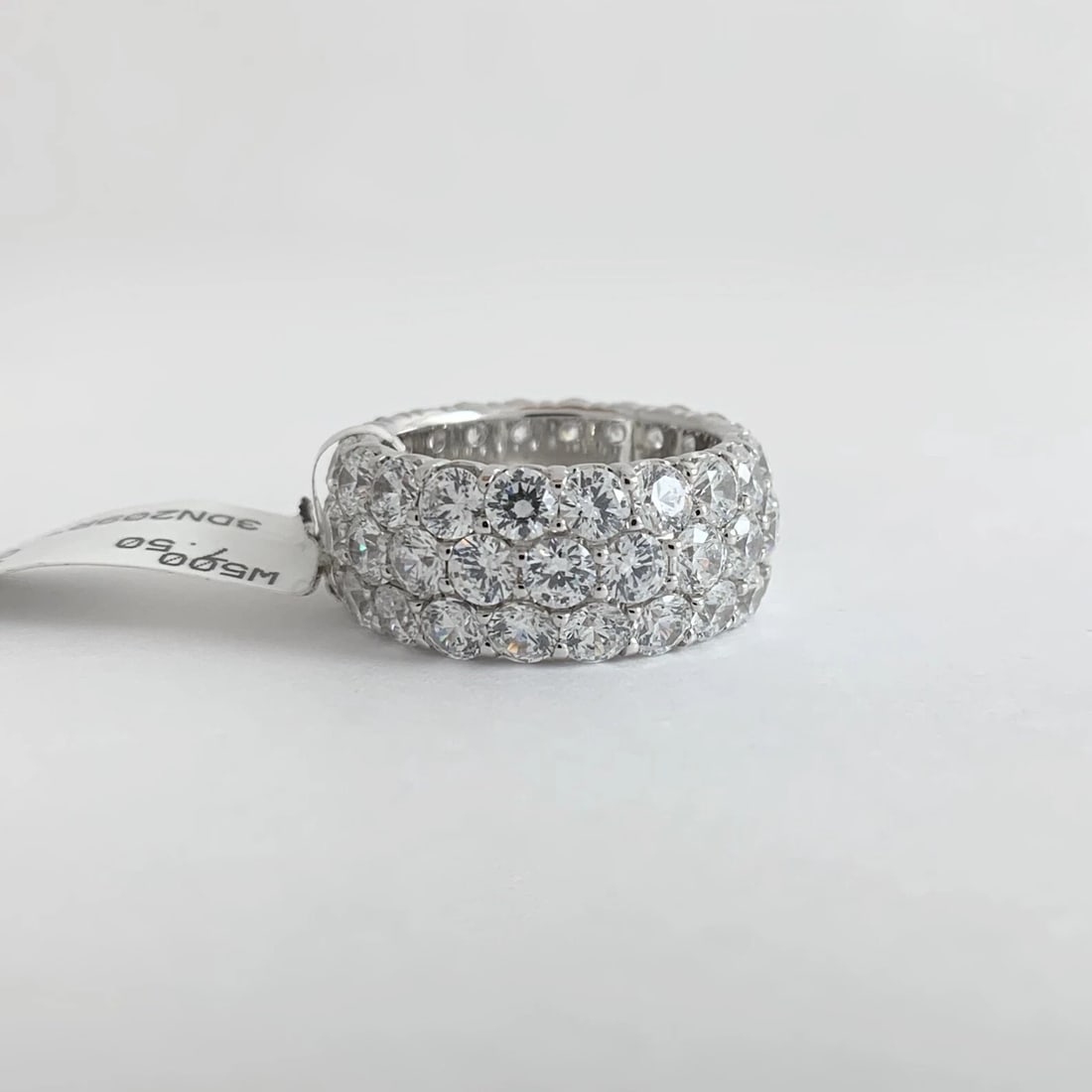 Wide CZ Cubic Zirconia Eternity Wedding Band Ring Sterling Silver, 11.23 Grams - 7