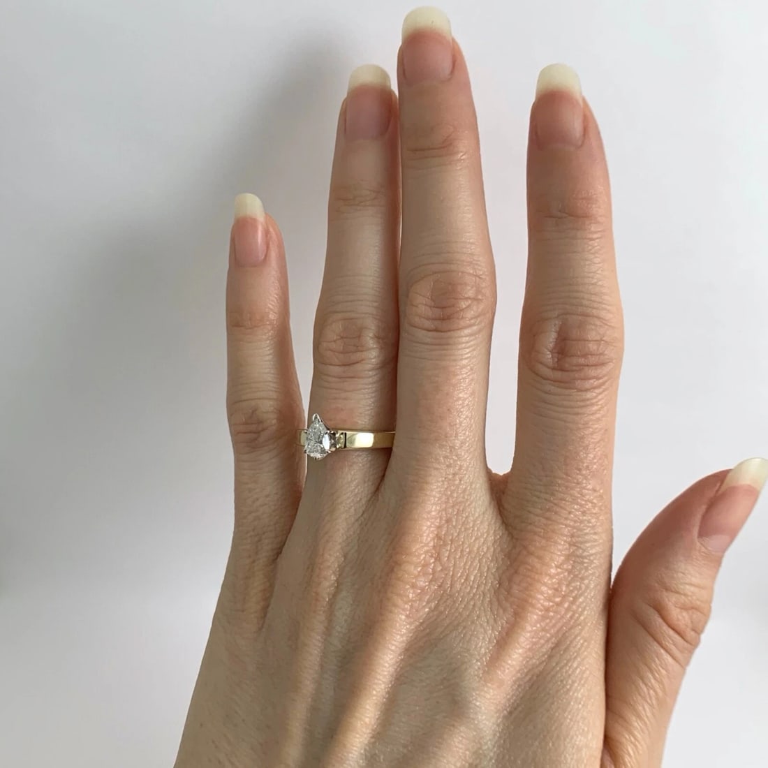 Pear Solitaire Diamond Engagement Ring 14K Yellow Gold, .45 CT, 2.91 Grams - 3