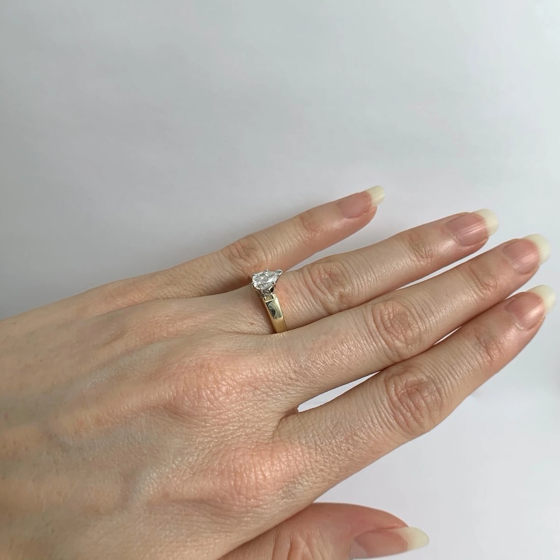 Pear Solitaire Diamond Engagement Ring 14K Yellow Gold, .45 CT, 2.91 Grams - 4