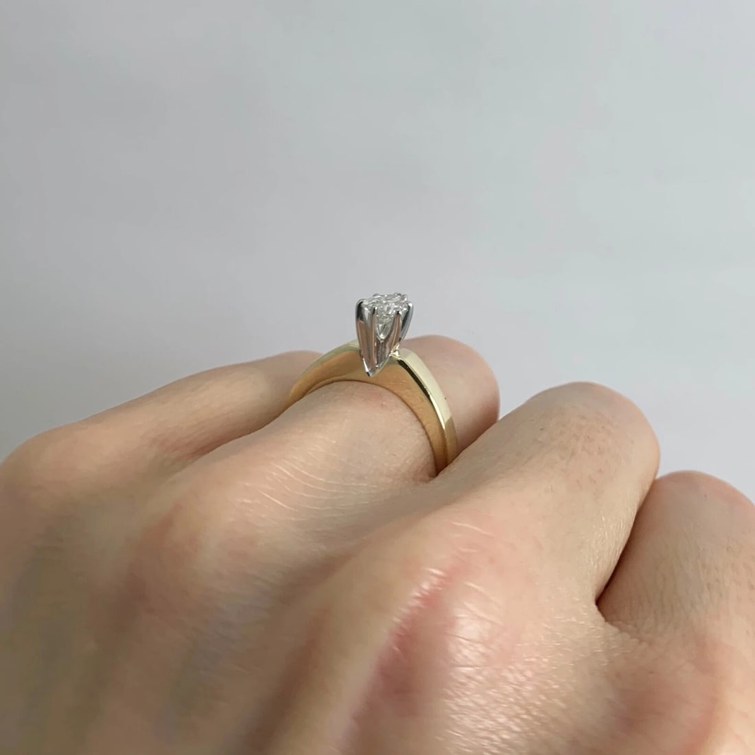 Pear Solitaire Diamond Engagement Ring 14K Yellow Gold, .45 CT, 2.91 Grams - 5