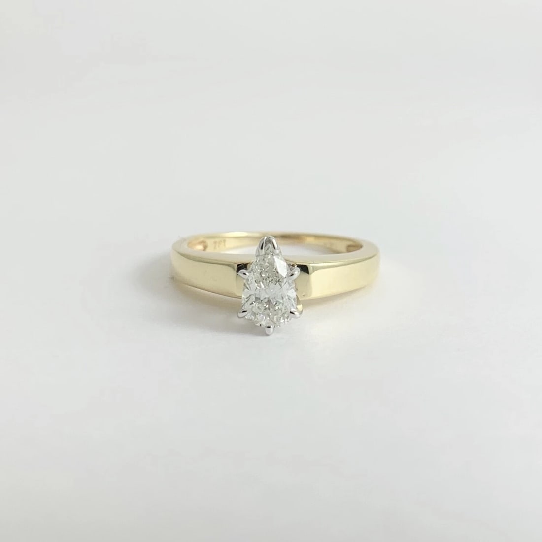 Pear Solitaire Diamond Engagement Ring 14K Yellow Gold, .45 CT, 2.91 Grams - 6