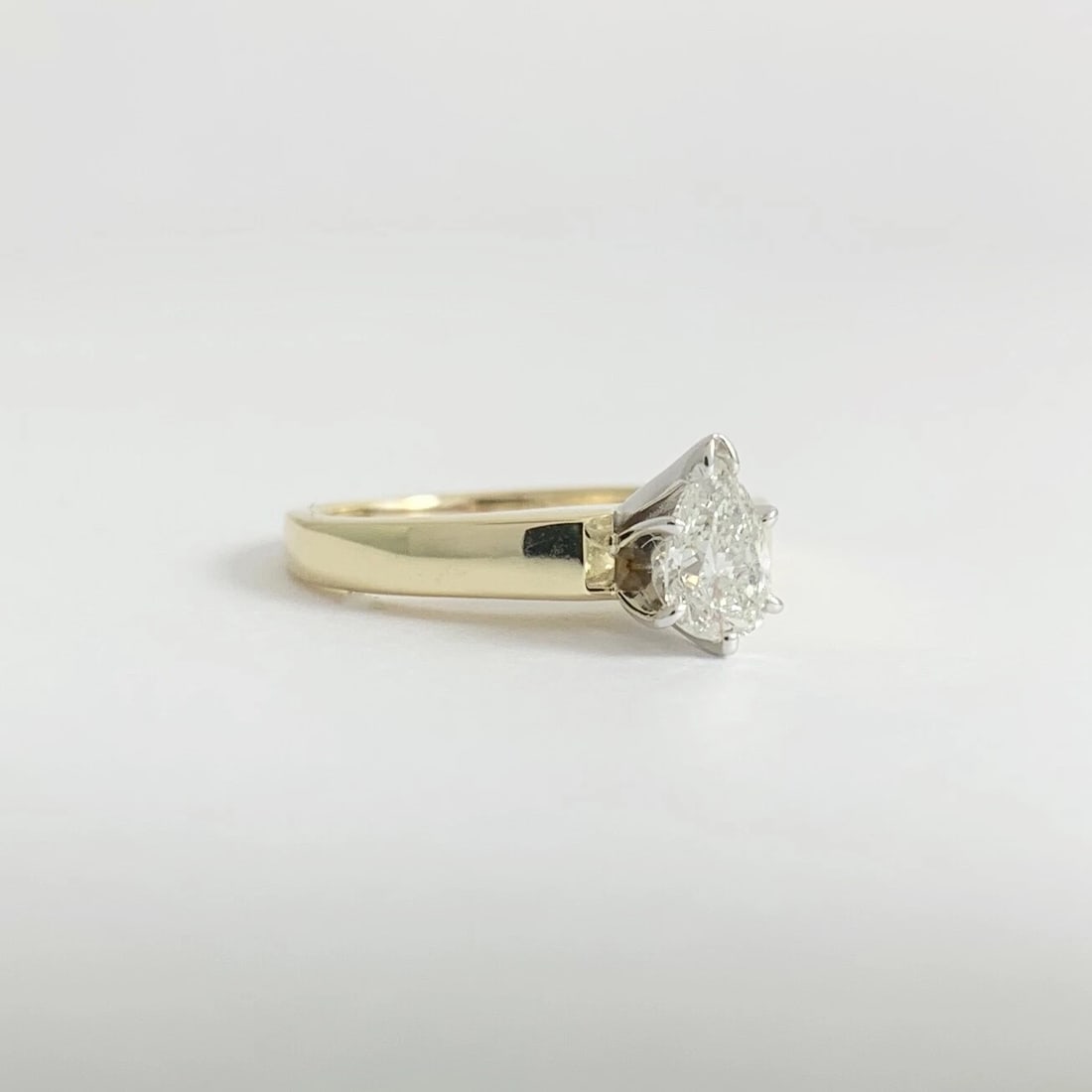 Pear Solitaire Diamond Engagement Ring 14K Yellow Gold, .45 CT, 2.91 Grams - 7