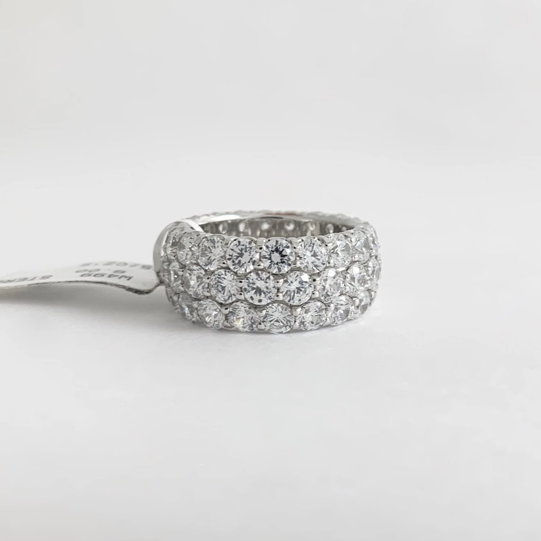 Wide CZ Cubic Zirconia Eternity Wedding Band Ring Sterling Silver, 11.24 Grams - 7