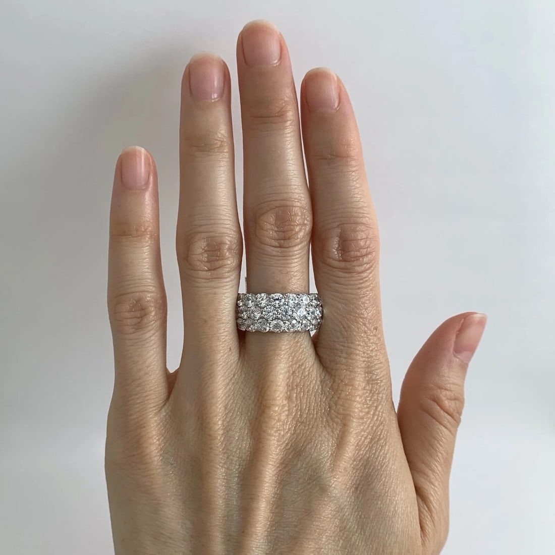 Wide CZ Cubic Zirconia Wedding Band Ring Sterling Silver 4.00 CTW, 9.72 Grams - 2