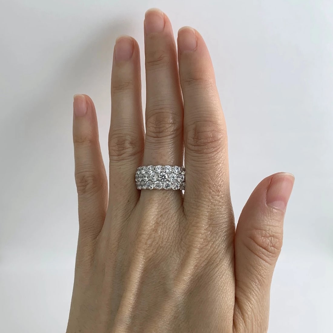 Wide CZ Cubic Zirconia Wedding Band Ring Sterling Silver 4.00 CTW, 9.72 Grams - 3