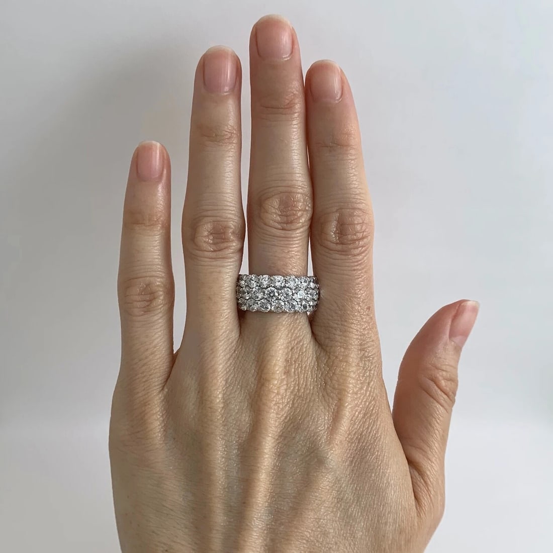 Wide CZ Cubic Zirconia Wedding Band Ring Sterling Silver 4.00 CTW, 9.89 Grams - 2