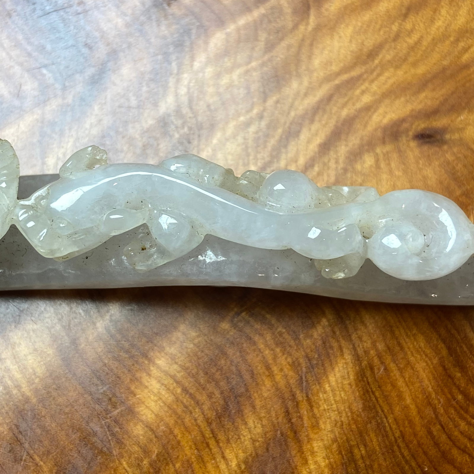 Antique Chinese White Jade Icy Jadeite Jade Dragon Belt Hook - 18