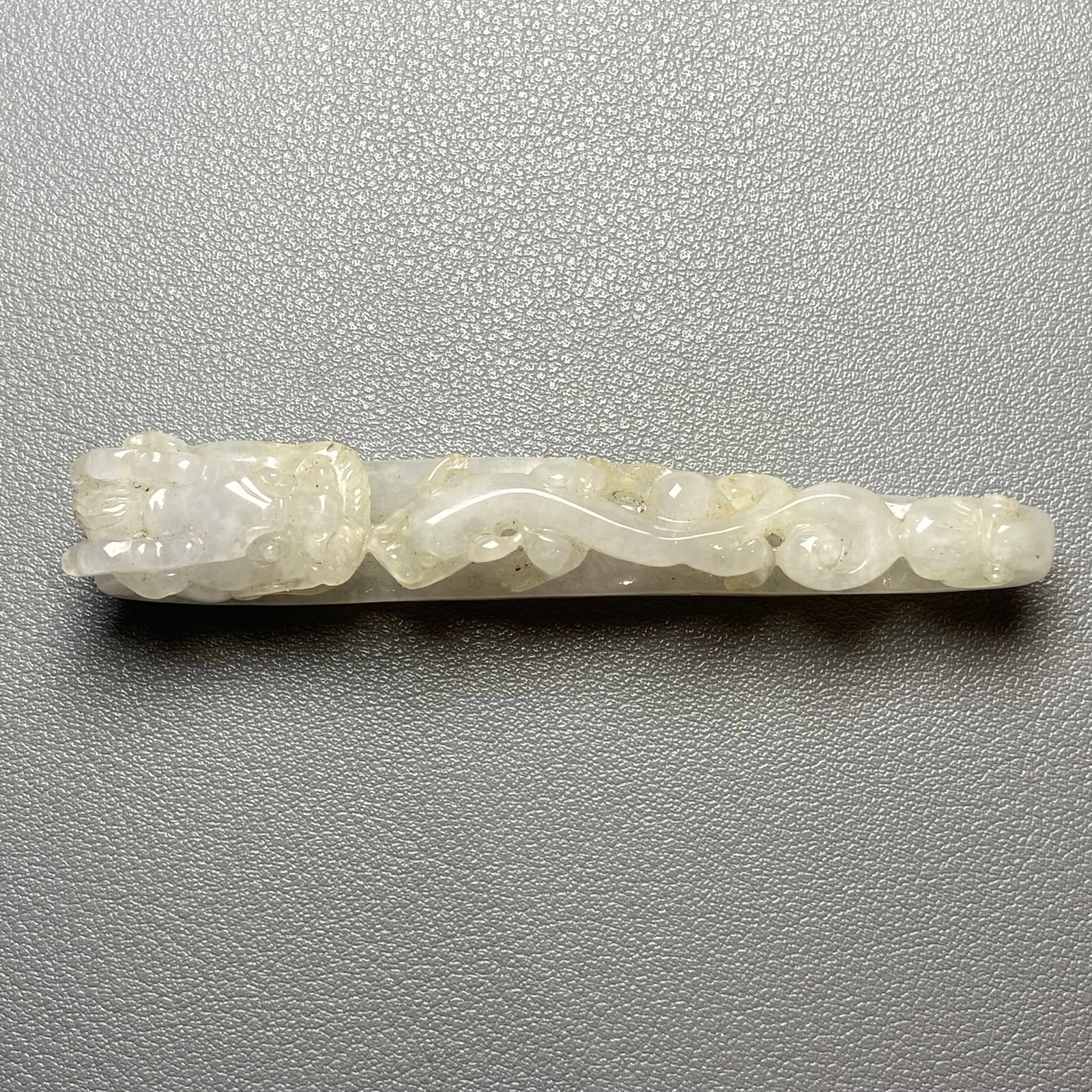 Antique Chinese White Jade Icy Jadeite Jade Dragon Belt Hook - 2