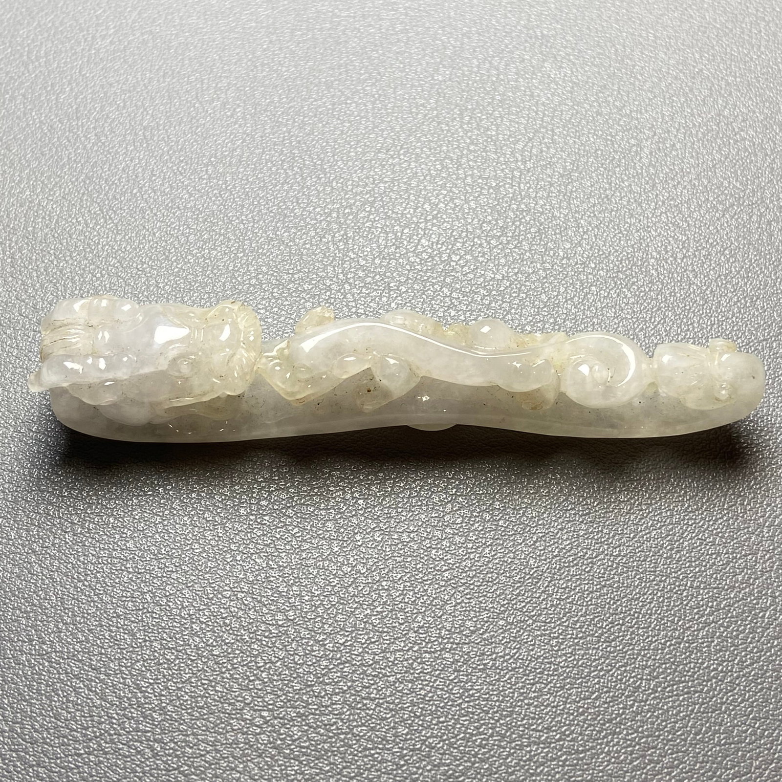 Antique Chinese White Jade Icy Jadeite Jade Dragon Belt Hook - 3