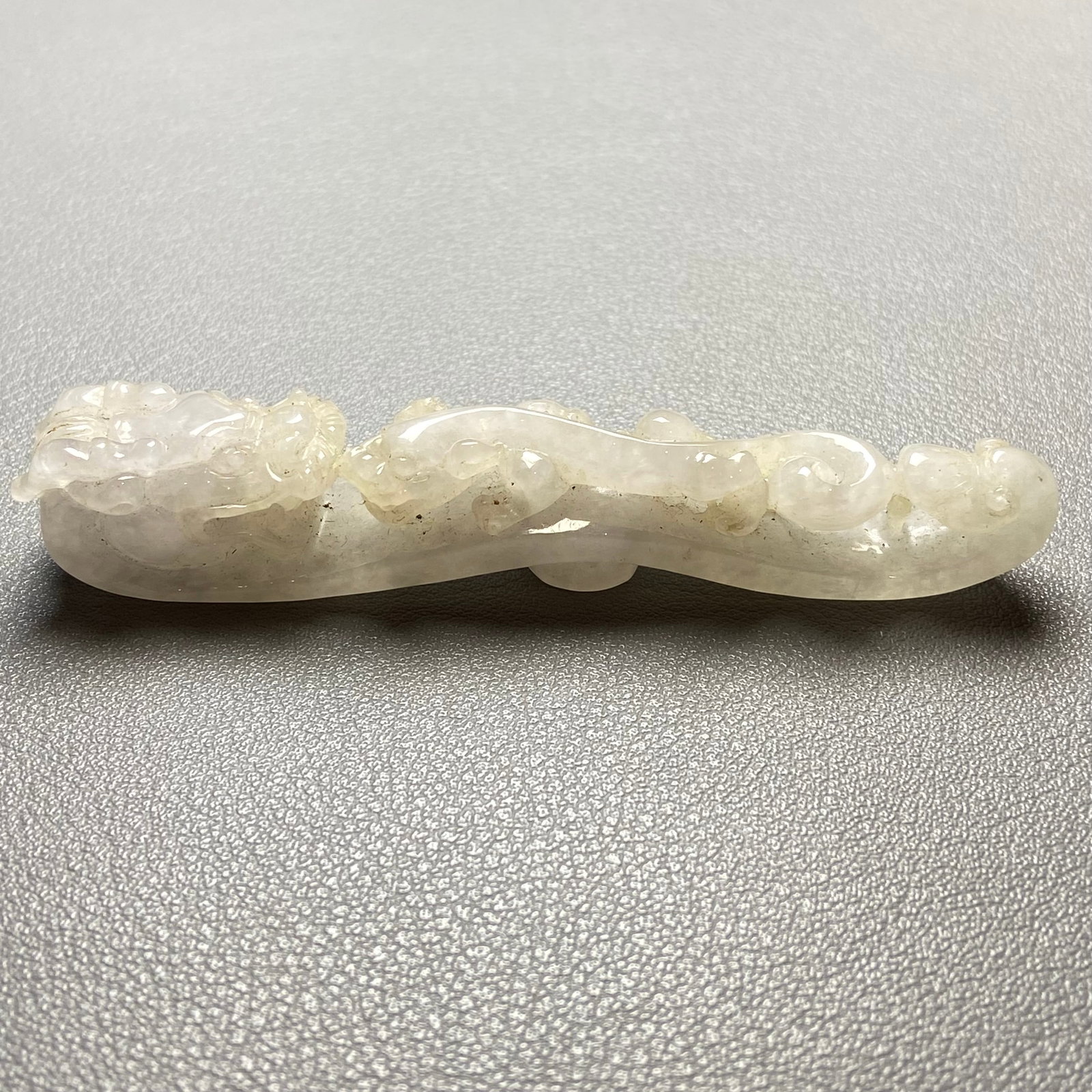 Antique Chinese White Jade Icy Jadeite Jade Dragon Belt Hook - 4