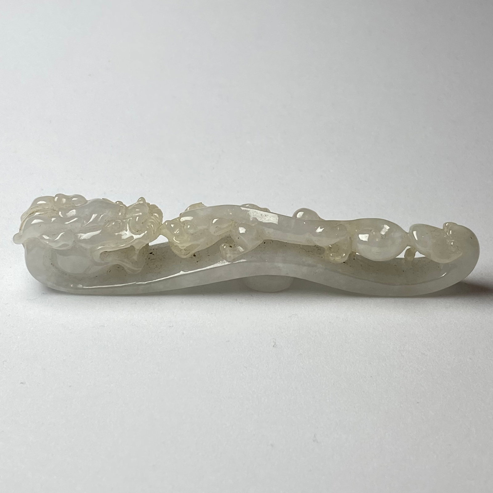 Antique Chinese White Jade Icy Jadeite Jade Dragon Belt Hook - 5