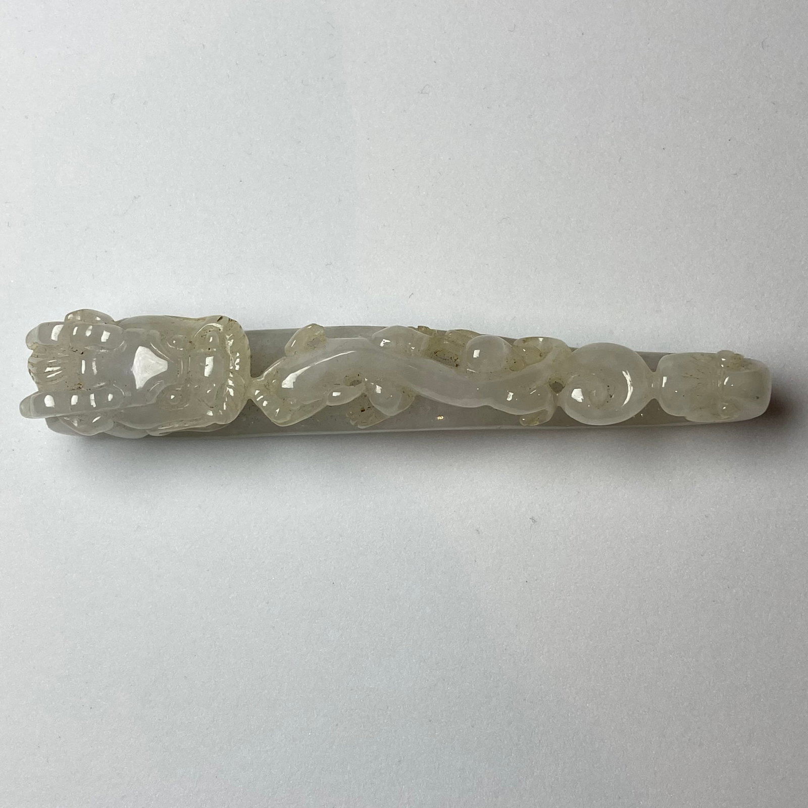 Antique Chinese White Jade Icy Jadeite Jade Dragon Belt Hook - 7