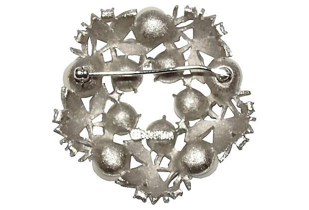 Sarah Coventry Costume Silver Tone Simulated Pearl Wreath Pin - 5