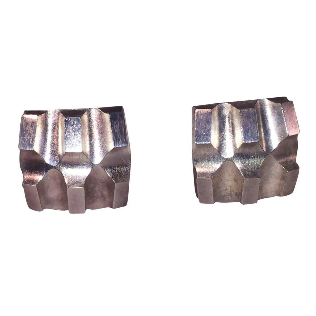 Futuristic Silver Tone Claude Montana Paris Earrings - 2