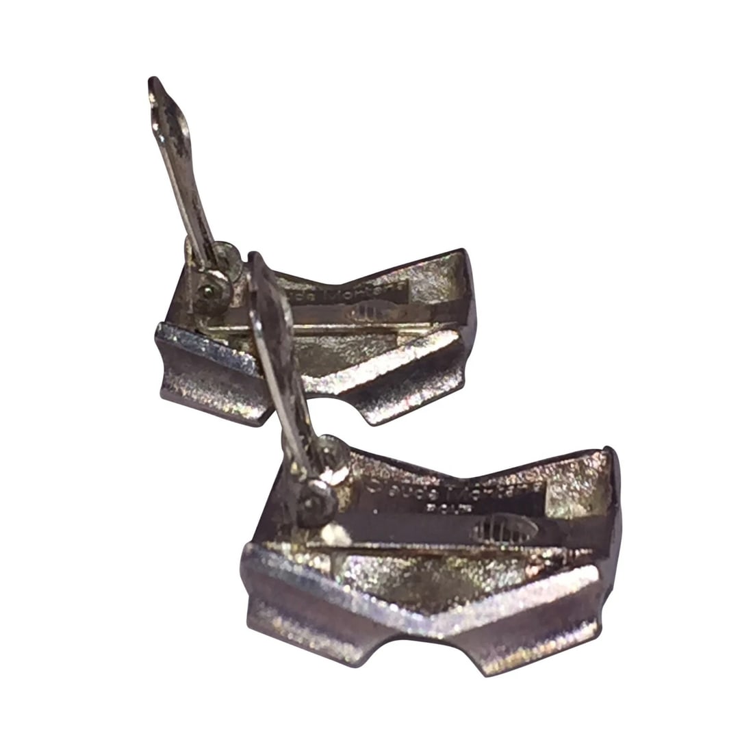 Futuristic Silver Tone Claude Montana Paris Earrings - 5