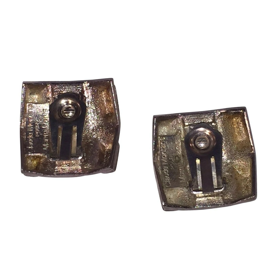 Futuristic Silver Tone Claude Montana Paris Earrings - 6
