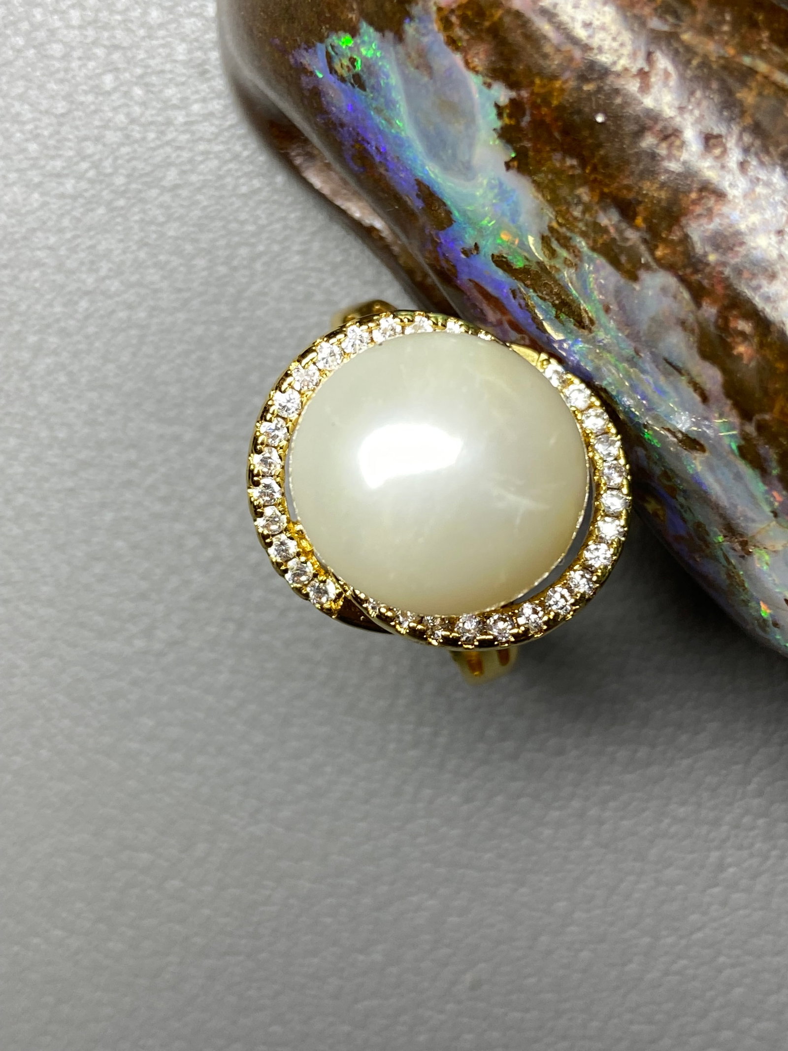 14mm Huge Edison White Freshwater Cultured Pearl 18k Gold Vermeil Ring - 4