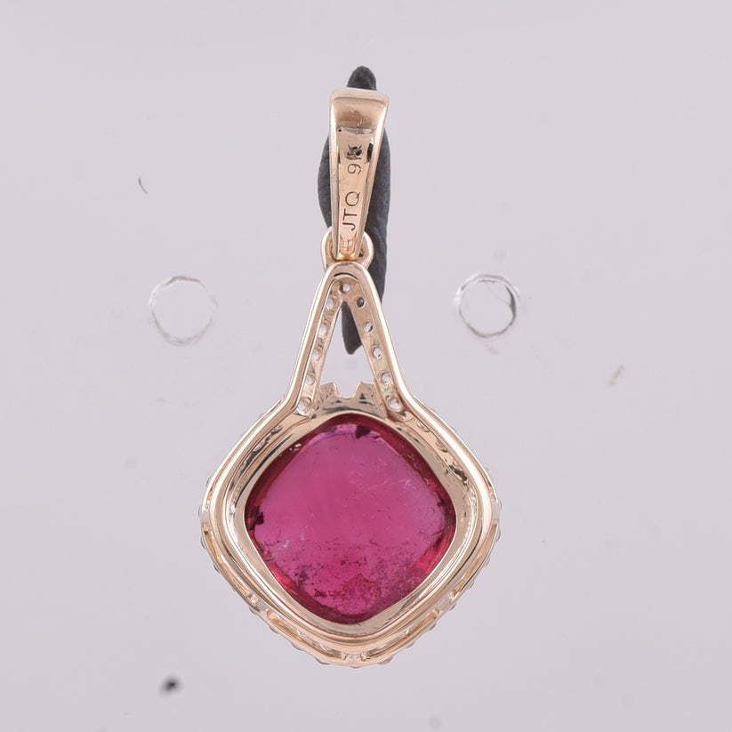 2.38 Ct Cushion Tourmaline 9K Gold Pendant - 2