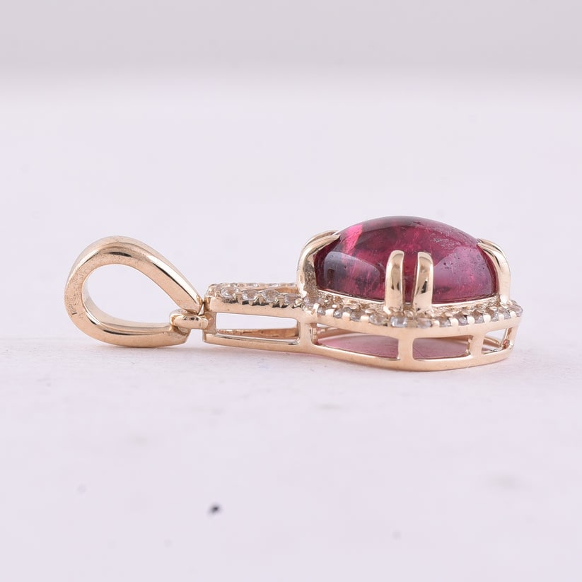 2.38 Ct Cushion Tourmaline 9K Gold Pendant - 3