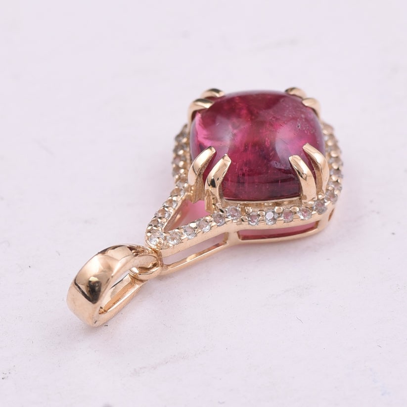 2.38 Ct Cushion Tourmaline 9K Gold Pendant - 4