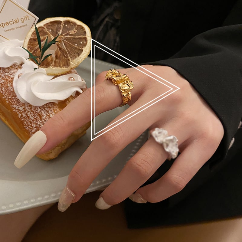 18k gold plated solid silver molten ring pinky knuckle rings - 3