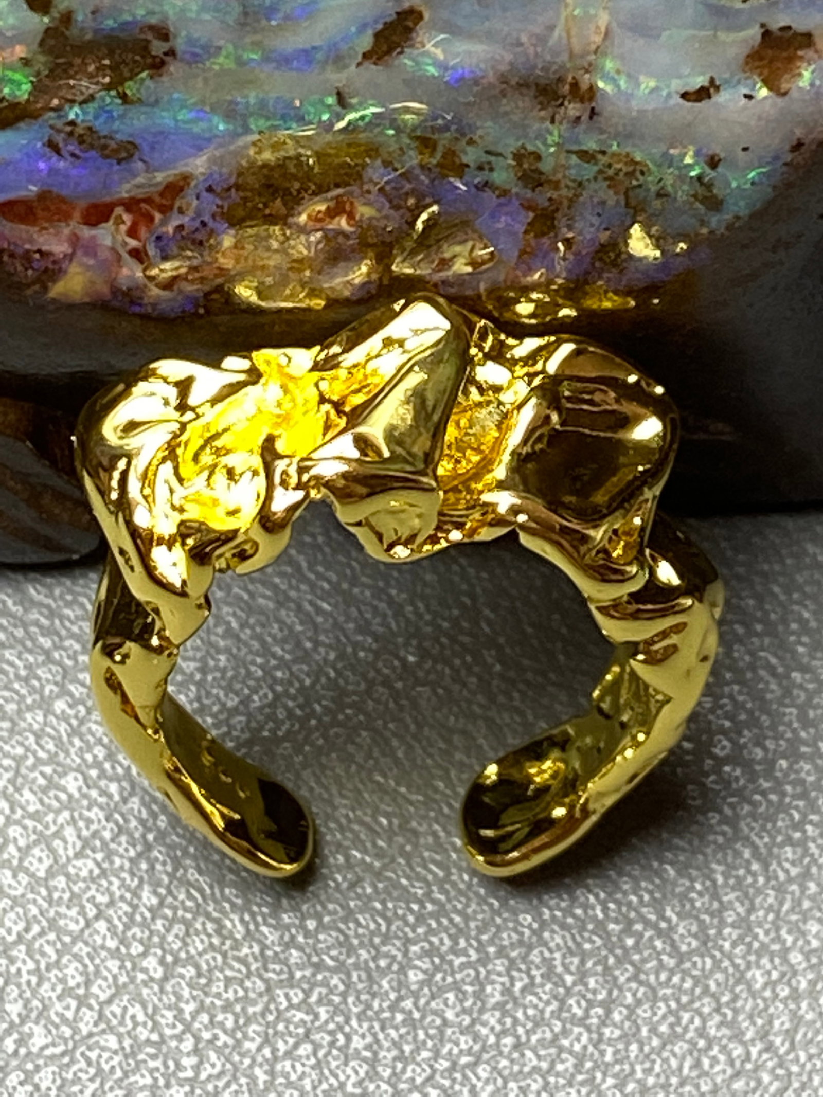 18k gold plated solid silver molten ring pinky knuckle rings - 4