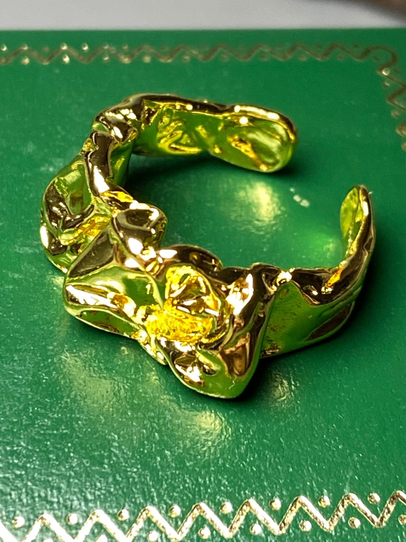 18k gold plated solid silver molten ring pinky knuckle rings - 7