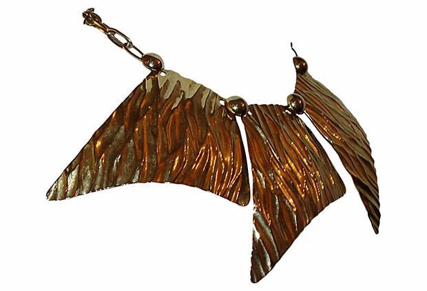 Vintage Massive Statement Textured Bib Necklace - 3