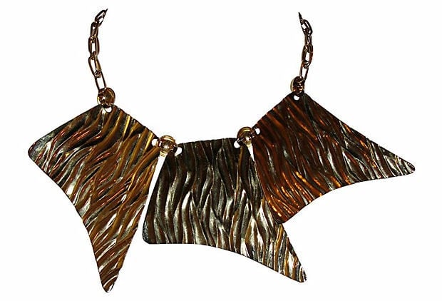 Vintage Massive Statement Textured Bib Necklace - 5