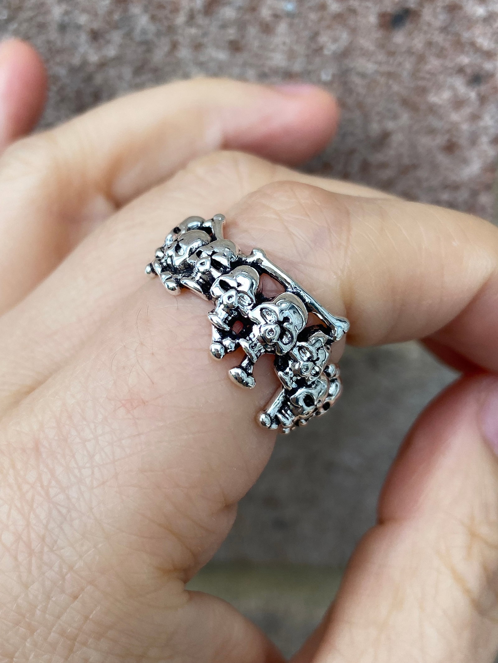 Gothic Punk style Skull Ring Silver Statement Ring - 7