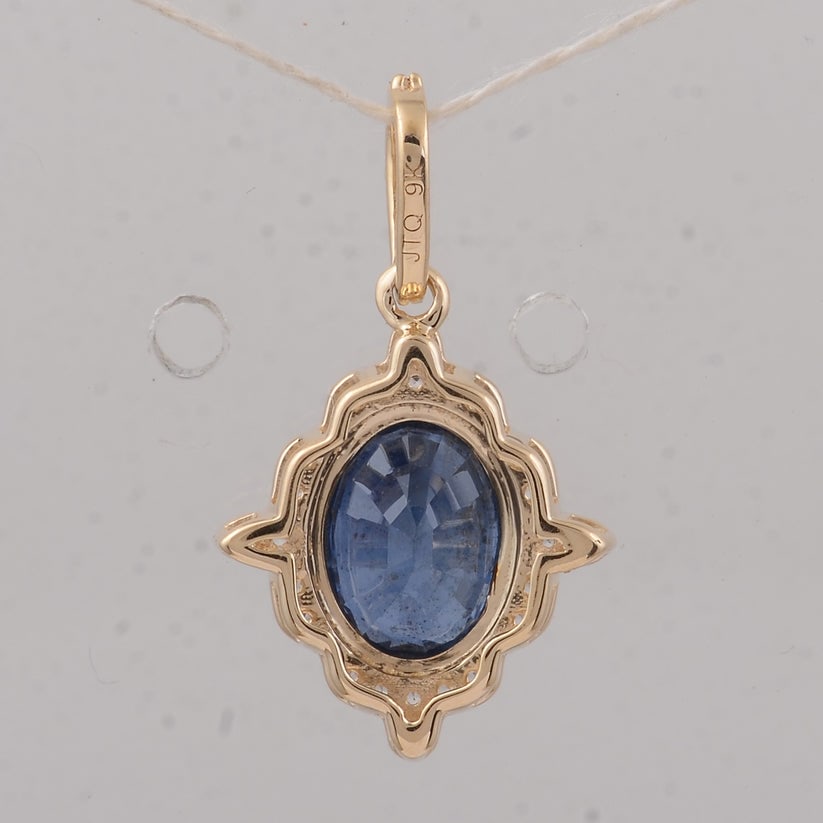 2.48 Ct Oval Sapphire 9K Gold Pendant - 2