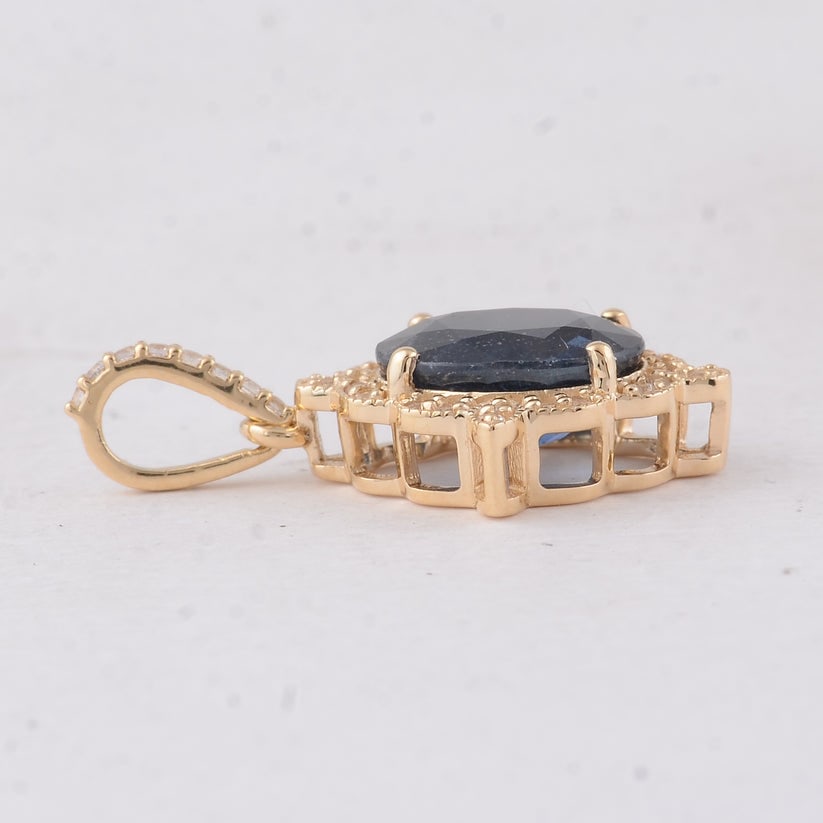 2.48 Ct Oval Sapphire 9K Gold Pendant - 4